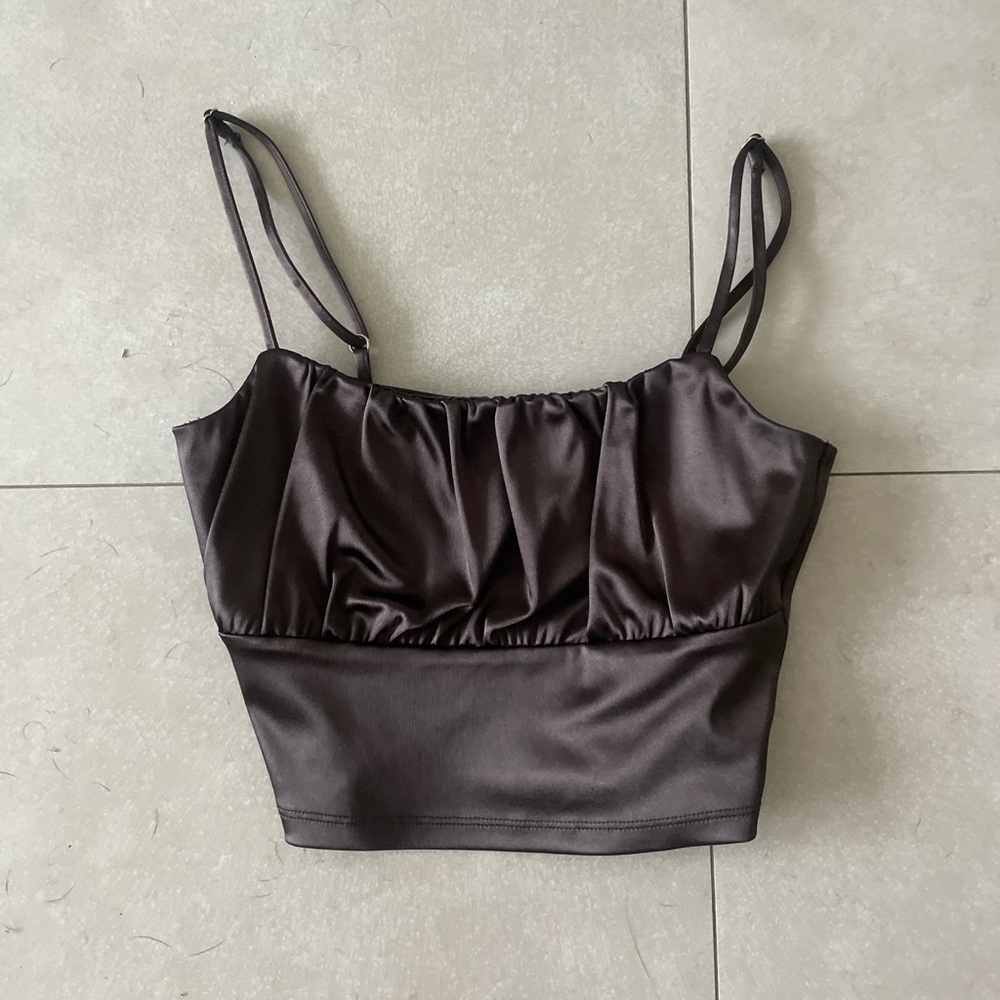 Satin Black Crop Top